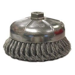 Weiler #12356  6" SINGLE ROW KNOT WIRE CUP BRUSH, .014" STEEL FILL, 5/8"-11 UNC NUT 