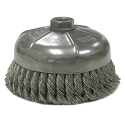 Weiler #12376  6" SINGLE ROW KNOT WIRE CUP BRUSH, .023" STEEL FILL, 5/8"-11 UNC NUT 