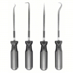 4 pc Hook & Pick Set with Screwdriver Handle hook, pick, set, with, screwdriver, handle