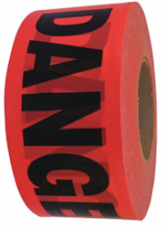 Barricade Tape - 3" x 1,000 ft, Red - "DANGER" 