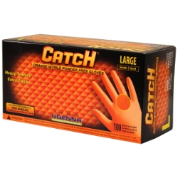 CATCH ORANGE NITRILE POWDER FREE TEXTURED GLOVES- 100 PER BOX catch, orange, nitrile, powder, free, textured, gloves-, 100, per, box