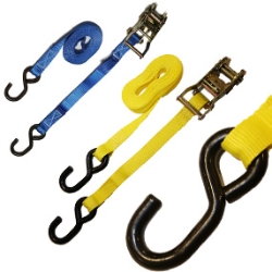 Cargo Control Strap - Black Vinyl S-Hook - 1" x 15 cargo, control, strap, black, vinyl, s-hook